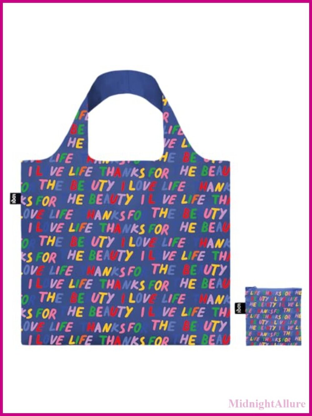 Recycled Reusable Shopping Bag Tote Zip Pocket